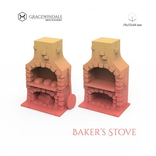 baker's stove gracewindale mini scenery Toys & Games Tabletop accessories Characters Creatures Fantasy Universe Board 3D Printable Terrain baking furniture prop terrain windmill props miniature tabletop diorama d&d bread 28mm dnd fireplace 32mm scatter gireplace 3d print model - Mito3D