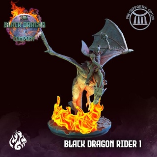 black dragon rider 1 crippled god foundry Toys & Games Tabletop Characters Creatures Fantasy Universe Board Store company fantasy rpg fire flying evil patreon dnd mercenary cgf 3d print model - Mito3D