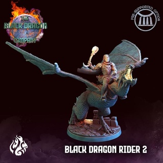 black dragon rider 2 crippled god foundry Toys & Games Tabletop Characters Creatures Fantasy Universe Board Store fantasy rpg wizard mage flying evil patreon dnd cgf 3d print model - Mito3D