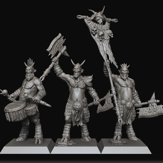 mongrel warriors command group raven twin miniatures Toys & Games Tabletop Characters Creatures Fantasy Universe Board Store 40k warhammer beastmen 40000 ageofsigmar aos ungor raventwinminiatures ungors 3d print model - Mito3D