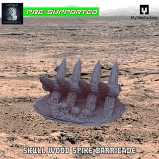 skull wood spike barricade pre-supported admiral apocalypse Toys & Games Tabletop Characters Creatures Fantasy Universe Board Store 3D Printable Terrain fence terrain wargaming wall boardgame skulls dungeon dnd stakes barricades 3d print model - Mito3D
