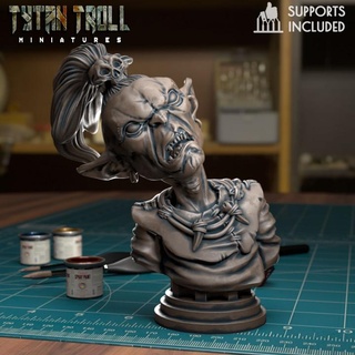 goblin topknot bust pre-supported tytantroll miniatures Toys & Games Tabletop Characters Creatures Fantasy Universe Board Store Fan Art Busts creature fantasy monster minis ugly busts presupported greenskins 3d print model - Mito3D