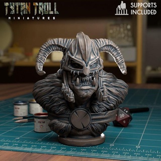 orc helmet chief bust pre-supported tytantroll miniatures Toys & Games Tabletop Characters Creatures Sci-Fi Universe Board Fan Art Busts dragons dungeons fantasy mini scale miniature minis sculpting dnd 32mm greenskins 3d print model - Mito3D