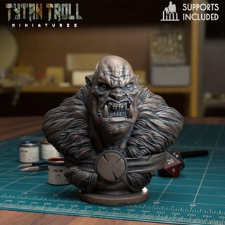 orc chief bust pre-supported tytantroll miniatures Toys & Games Tabletop Characters Creatures Fantasy Universe Board Store Fan Art Busts dragons dungeons fantasy mini scale minis sculpting dnd 32mm busts greenskins 3d print model - Mito3D