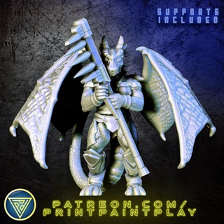 dragonkin guard print paint play Toys & Games Tabletop Characters Creatures Sci-Fi Universe Board Store dragon reptile roleplay rpg sci-fi character miniature tabletop drake 32mm starfinder 3d print model - Mito3D