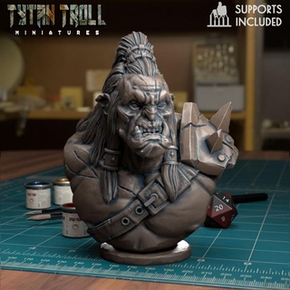 orc scarred bust pre-supported tytantroll miniatures Toys & Games Tabletop Characters Creatures Fantasy Universe Board Store Fan Art Busts fantasy mini warcraft minis orcs dnd 32mm busts greenskin greenskins 3d print model - Mito3D