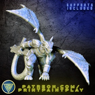 dragonkin soldier print paint play Toys & Games Tabletop Characters Creatures Sci-Fi Universe Board Store dragon reptile rpg sci-fi character miniature roleplaying tabletop drake 32mm starfinder 3d print model - Mito3D