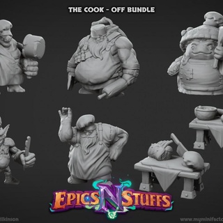cook bundle - pre-supported epics n stuffs Toys & Games Tabletop Characters Creatures Fantasy Universe Board Store dragons dungeons fantasy goblin prop rpg warrior meme boardgame dwarf tabletop dnd pathfinder chef scatter tortle 5e shroomie epicsnstuffs 3d print model - Mito3D