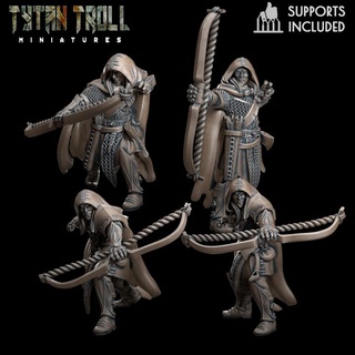 elf archer pack pre-supported tytantroll miniatures Toys & Games Tabletop Characters Creatures Fantasy Universe Board Store dragons dungeons fantasy elven creatures archers dnd woods woodland bowman realm presupported 3d print model - Mito3D