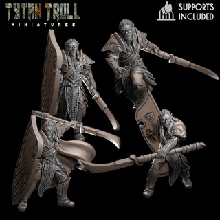 elf infantry pack pre-supported tytantroll miniatures Toys & Games Tabletop Characters Creatures Fantasy Universe Board Store dragons dungeons fantasy men women minis elves creatures dnd woodland presupported 3d print model - Mito3D
