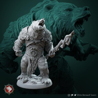 rafinus ursa werebear 32mm 75mm pre-supported white werewolf tavern Toys & Games Tabletop Characters Creatures Fantasy Universe Board Store creature game games rpg boardgame tabletop wargame dnd druid ttrpg dndcharacter 3d print model - Mito3D