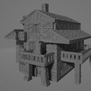 strano medievale Casa 3duke edificio fantasia terreno castello scenario 3d print model - Mito3D