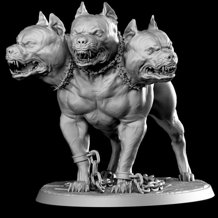 cerber 75&32mm presupported printomancer Store demon beast dog guard scary guardian 3D print model - Mito3D