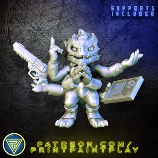 furry alien operative print paint play Toys & Games Tabletop Characters Creatures Sci-Fi Universe Board Store corporate roleplay rpg sci-fi character miniature tabletop 32mm starfinder skittermander 3d print model - Mito3D