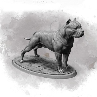 american bully 75&32mm presupported printomancer dog guard realistic pitbull american dangerous bully  3d print model - Mito3D