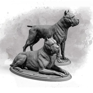 2 x cane corso 75&32 presupported printomancer dog scary pitbull dogs mastiff mastif 3d print model - Mito3D