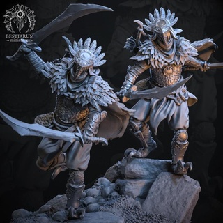 vaalakerian guardians x2 bestiarum miniatures Toys & Games Tabletop Characters Creatures Fantasy Universe Board Store desert fantasy sand warriors 32mm tribe 3d print model - Mito3D