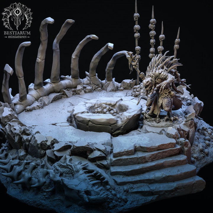 tribal autel 39 animaux miniatures jouets Jeux table personnages créatures fantaisie univers planche boutique 3D imprimable terrain os dragon environnement paysage 32mm hommes lézards 3D print model - Mito3D