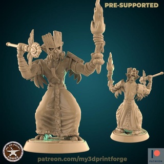 voodoo troll torch my3dprintforge Toys & Games Tabletop Characters Creatures Fantasy Universe Board Store dark fantasy figurine magic miniature priest resin warcraft dnd trolls 32mm tribe pre-supported 3d print model - Mito3D