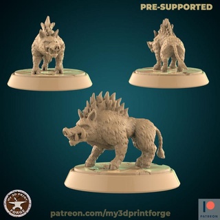 two boars my3dprintforge Toys & Games Tabletop Characters Creatures Fantasy Universe Board Store animal creature fantasy forest pig boar hunting hog 3d print model - Mito3D