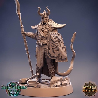 damien deadlygate-the sidewinders loop daybreak miniatures Toys & Games Tabletop Characters Creatures Fantasy Universe Board Store dragons dungeons shield spear tabletop wargame tiefling 32mm 75mm 3d print model - Mito3D