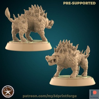 hell hog free model my3dprintforge Toys & Games Tabletop Characters Creatures Fantasy Universe Board fantasy forest pig boar hunting 3d print model - Mito3D