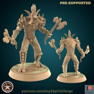 troll berserk warrior my3dprintforge Toys & Games Tabletop Characters Creatures Fantasy Universe Board Store axe fantasy resin warcraft horde dnd 32mm berserker shaman pre-supported 3d print model - Mito3D