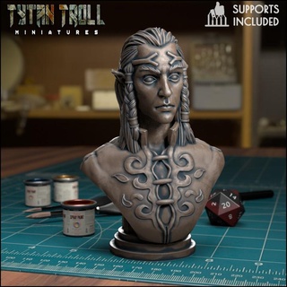 elf male bust pre-supported tytantroll miniatures Toys & Games Tabletop Characters Creatures Fantasy Universe Board Store fantasy wildlife creatures dnd busts fae presupported woodlands fairly 3d print model - Mito3D