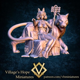 bastet goddess fertility 75&35mm scale village's hope miniatures Toys & Games Tabletop Characters Creatures Fantasy Universe Board Store anime cat egypt god rpg miniature deity minis panther dnd 75mm ttrpg trpg animestyle 3d print model - Mito3D
