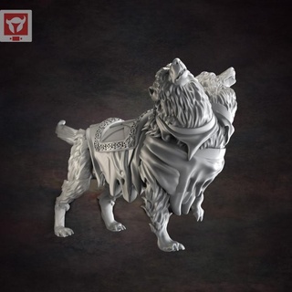 2 headed warg red clay collectibles Toys & Games Tabletop Characters Creatures Fantasy Universe Board Store viking 3d print model - Mito3D