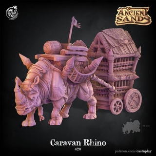caravan rhino pre-supported cast n play Toys & Games Tabletop Characters Creatures Fantasy Universe Board fantasy patreon dnd castnplay verdant presupported rhinos 3d print model - Mito3D