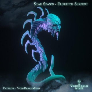 star spawn - eldritch serpent voidrealm minis Toys & Games Tabletop Characters Creatures Fantasy Universe Board Store surreal snake cthulhu lovecraft mythos 5e starspawn 3d print model - Mito3D