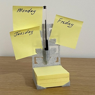sticky notes holder week planner - desktop wall mounted max Accessibility post-it wallmounted weekplanner 3d print model - Mito3D