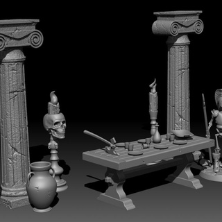 scene food table update postmortemnihiliest Toys & Games Tabletop Characters Creatures Fantasy Universe Board 3D Printable Terrain miniatures d&d dnd cors 3d print model - Mito3D
