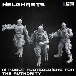 helghast footsoldier robots x3 - automata collection print minis Toys & Games Tabletop Characters Creatures Sci-Fi Universe Board android battle robot sci-fi soldier mech urban dieselpunk troops 3d print model - Mito3D