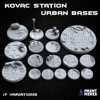 kovac station urban bases - 17 miniatures automata collection print minis sci-fi terrain train scenery dieselpunk post-apocolypse 3d print model - Mito3D