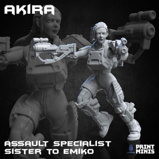 akira - assault specialist automata collection print minis Toys & Games Tabletop Characters Creatures Sci-Fi Universe Board female fighter hero sci-fi soldier military squad dieselpunk troop 3d print model - Mito3D