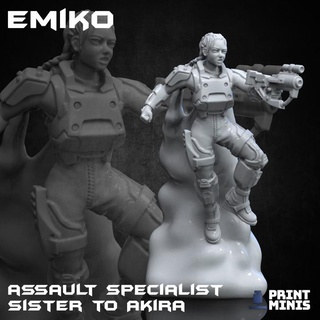 emiko - assault specialist automata collection print minis Toys & Games Tabletop Characters Creatures Sci-Fi Universe Board female fighter sci-fi soldier military squad jetpack dieselpunk troop 3d print model - Mito3D