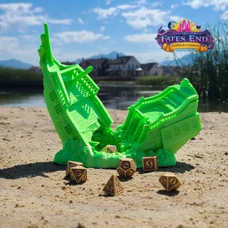 sunken pirate ship dice tower - support free fatesend Toys & Games Tabletop accessories Characters Creatures Fantasy Universe Board Store rpg dnd shipwreck ttrpg dice-tower fates-end dice-roll pirate-ship sunken-ship 3d print model - Mito3D