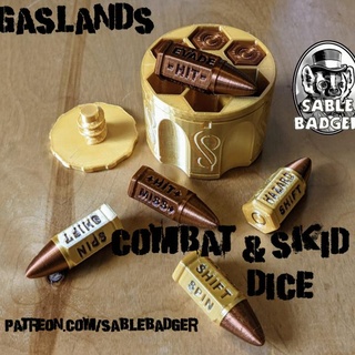 gaslands - bullet skid combat dice brander roullett Toys & Games Board sablebadger 3d print model - Mito3D