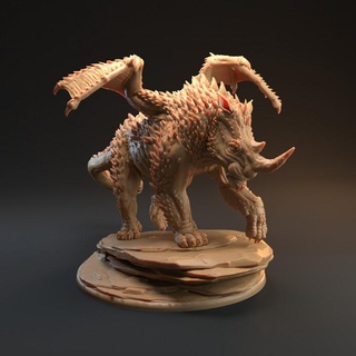 snub-winged horn crest - presupported dragon trappers lodge Toys & Games Tabletop Characters Creatures Fantasy Universe Board Store beast boss creature dungeons lion monster wings rhino horns tail dnd spikes savannah letona 3d print model - Mito3D