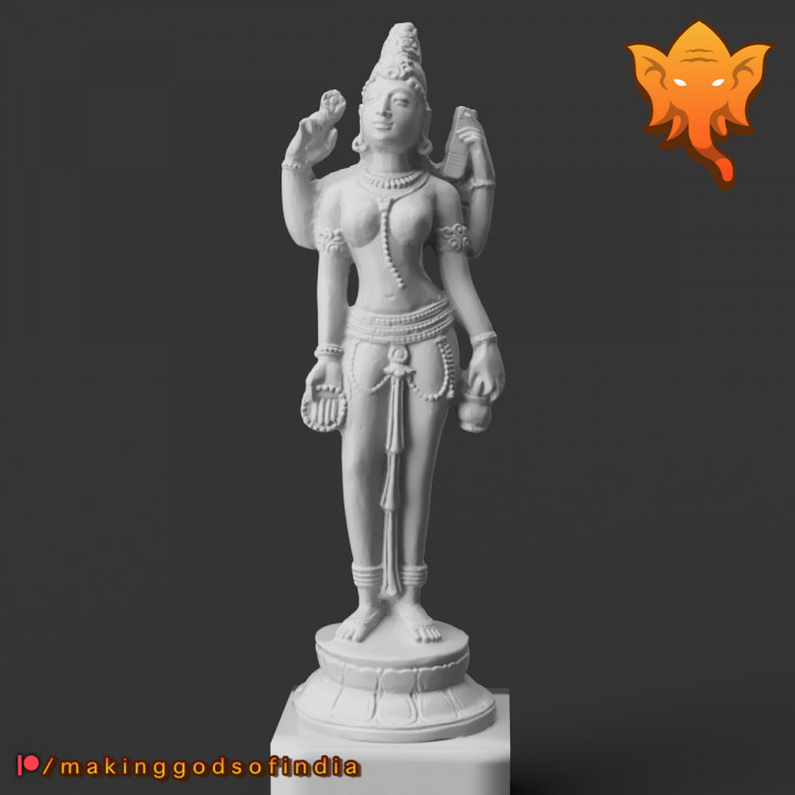 devi holding water pot & book mgoi Scan the World Education Art Home Garden Homeware Ornaments goddess hindu india lakshmi saraswati 3D print model - Mito3D