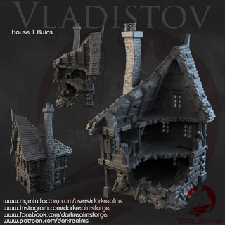 dark realms vladistov - house 1 ruins forge Toys & Games Tabletop Characters Creatures Fantasy Universe Board Store 3D Printable Terrain building medieval terrain vampire 3d print model - Mito3D