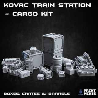 sci-fi boxes barrels & crates - cargo kit automata collection print minis Toys Games Tabletop accessories Characters Creatures Sci-Fi Universe Board box terrain diorama barrel station scenery crate dieselpunk scatter enviornment 3d print model - Mito3D