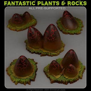 mágico huevos fantástico plantas rocas Tienda mesa 3D imprimible terreno fantasía emmanuel Déjalo soportado 3d print model - Mito3D