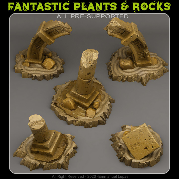 Sternentor Ruinen Fantastisch Pflanzen Felsen Geschäft Tischplatte 3D druckbar Terrain Sci Fi Emmanuel Stamm Loslassen unterstützt 3D print model - Mito3D