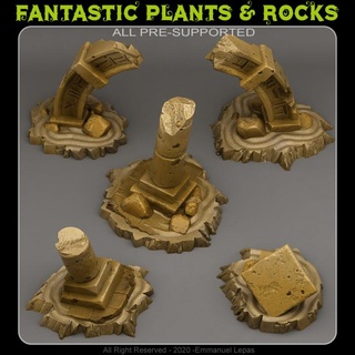 Stargate ruines fantastique plantes rochers boutique table 3D imprimable terrain Sci Emmanuel tribu prise charge 3d print model - Mito3D