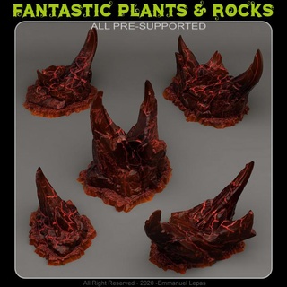 pedras inferno fantástico plantas tampo mesa 3D imprimível terreno loja Sci Fi emmanuel tribo Solte apoiado 3d print model - Mito3D