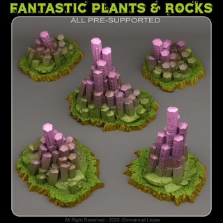Cadı kristal taşlar fantastik bitkiler kayalar oyuncaklar oyunlar masaüstü 3D yazdırılabilir arazi yazı tahtası mağaza fantezi Sci Fi Emmanuel kabile Bırak destekli 3d print model - Mito3D