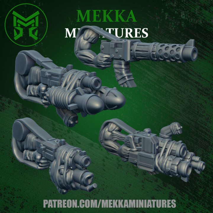 Ork Waffen Mekka Miniaturen Spielzeuge Spiele Tischplatte Zeichen Kreaturen Sci Fi Universum Tafel Geschäft 40k Kriegshammer Miniatur Schütze Gewehr Orks Dakka Shoota gunz Schnecke 3D print model - Mito3D